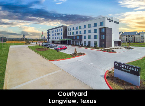 Courtyard Longview North exterior and entrance at sunset